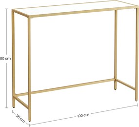 VASAGLE Konzolový stolík 100x35x80cm zlaté