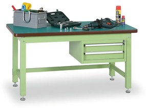 Dielenský stôl GL So závesným boxom na náradie, MDF + PVC doska, 2 zásuvky, 2100 x 750 x 800 mm