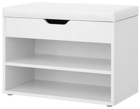 Botník so sklopným polstrovaným sedadlom, biely