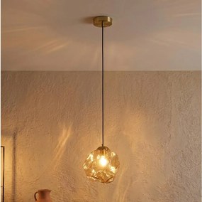 Luster na lanku CRISTAL 1xE14/15W/230V mosadz/dymovo-béžová