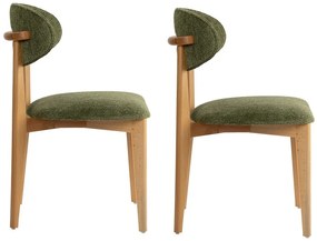 Súprava jedálenských stoličiek Lionte Green and Light Oak, 2 ks