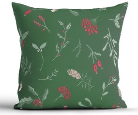 Vianočná bavlnená obliečka na vankúšik Renforcé 40 × 40 cm - Cezmínové vetvičky