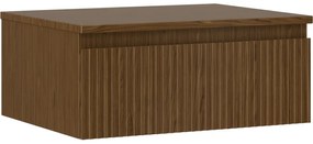 Mexen Rivel, kúpeľňová skrinka 60 cm s hornou časťou, 1 zásuvka, drážkovaná, orech, 91A20-06023-1-BFC86