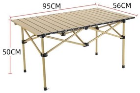 Skladací kempingový stôl 95 x 56 x 50 cm s obalom béžová