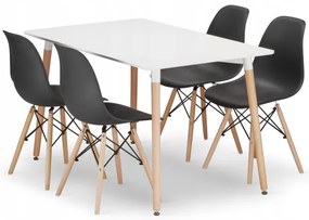 Jedálenský stôl ADRIA biely so štyrmi stoličkami OSAKA čierne