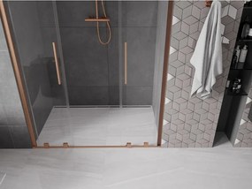 Mexen Velar Duo, posuvné dvere do otvoru 140x200 cm, 8mm číre sklo, medená matná, 871-140-000-02-65
