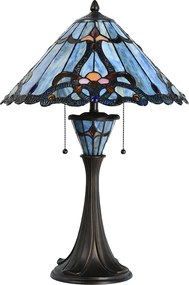 Modrá stolná lampa Tiffany Niebbo - Ø 40*61 cm E27/max 2*60W
