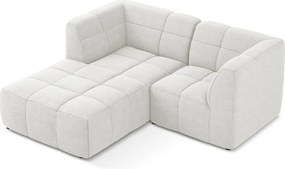 Biela rohová pohovka z textílie buklé (ľavý roh/s leňoškou) Aloha – Makamii