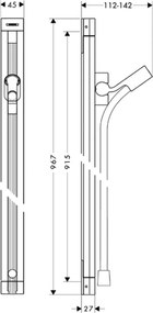 Hansgrohe Unica, Raindance sprchová tyč 900 mm so sprchovou hadicou Isiflex 1600 mm, chrómová, HAN-27636000