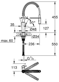 GROHE 30361000 - Drezová batéria GET 455 mm lesklý chróm