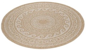 Šnúrkový koberec Comilla ornament béž, kruh