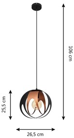 Luster na lanku MOONLIGHT 1xE27/15W/230V čierna/medená