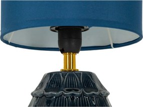 Modrá keramická stolová lampa s textilným tienidlom (výška 30,5 cm) Pigny – Mauro Ferretti