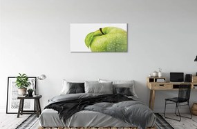 Obraz na skle Jablko zelená vodné kvapky 100x50 cm