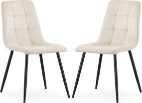 Sada dvoch jedálenských stoličiek NERO zamatové, béžové / čierne nohy (2 ks)
