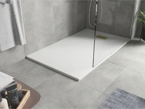 Mexen Hugo, obdĺžniková sprchová vanička SMC 150 x 90 cm, biela, zlatá krytka, 42109015-G