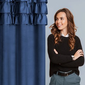 ZATEMŇOVACÍ ZÁVES NA KRÚŽKOCH SAMI 140X250 CM TMAVOMODRÁ