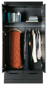Čierna šatníková skriňa z borovicového dreva 94x195 cm Connect - WOOOD