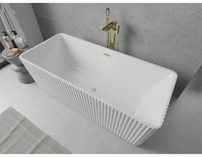 Mexen Nila, voľne stojaca ryhovaná vaňa 170 × 75 cm, biela lesklá, zlatý matný prepad, 52841708000-55