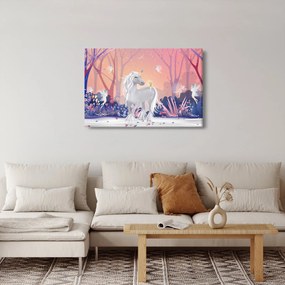 Obraz - Jednorožec v magickom lese (90x60 cm)
