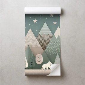 Samolepiaca tapeta detská horská krajina s medveďom