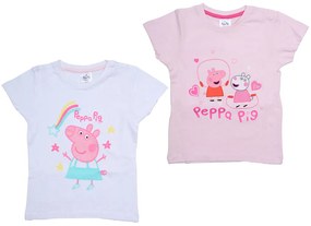 Detské tričko 2 ks PRASIATKO PEPPA svetloružové/biele - rôzne veľkosti Veľkosť: 110 - 116