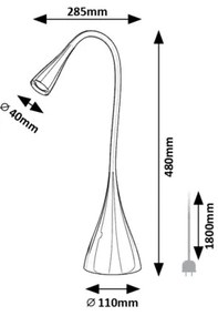 Rabalux 74204 - LED Stmievateľná stolná lampa JEFF LED/4W/230V 3000K čierna