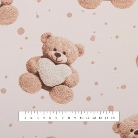 Biante Detské bavlnené posteľné obliečky do postieľky Sandra SA-721 Medvedíky so srdiečkami na púdrovo ružovom Do postieľky 90x140 a 50x70 cm