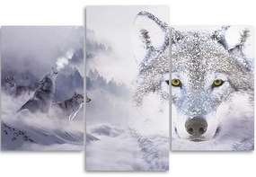 Gario Obraz na plátne Biely vlk pred horami - 3 dielny Rozmery: 60 x 40 cm