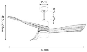ZEVENTI - LED Stropný ventilátor NATURITO LED/18W/230V Wi-Fi Tuya čierny/dub + diaľkové ovládanie