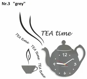 Dekoračné kuchynské hodiny Tea Time sivá