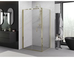 Mexen Exo, skladací sprchový kút 90 x 80 cm, číre sklo, zlatá, 816-090-080-50-00
