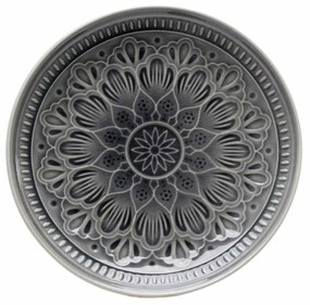 Sicilia Mandala tanier sivý Ø21 cm