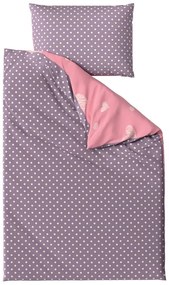 Bavlnené obojstranné obliečky SRDCE A BODKY ružové