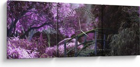 Obraz - fialové stromy (s hodinami) (90x30 cm)