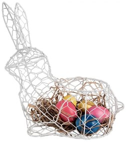 Biely drôtený dekoračný košík králik Bunny L - 28*15*30 cm