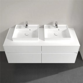 VILLEROY &amp; BOCH Collaro závesná skrinka pod dve umývadlá na dosku, 4 zásuvky, s LED osvetlením, 1400 x 500 x 548 mm, Glossy White, C076B0DH