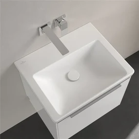 VILLEROY &amp; BOCH Subway 3.0 umývadlo na skrinku bez otvoru, bez prepadu, 550 x 440 mm, Stone White, s povrchom CeramicPlus, 4A70F6RW