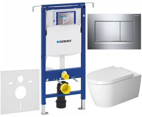 GEBERIT Duofix Special súprava 5v1 - inštalačný modul, závesné WC s Rimless a Softclose sedátko DURAVIT Me by Starck, tlačítko Sigma30, 115.883.KH.1 (lesklý/matný/lesklý chróm), 111.355.00.5 NM6