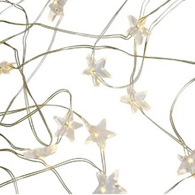 ACA Lighting LED dekoračná girlanda - biele hviezdičky, studená biela farba, 200 cm, IP20, 2x batéria AA