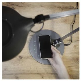 Stolná LED lampa Karen s bezdrôtovým nabíjaním čierna