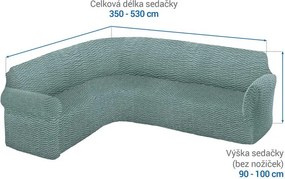 Bielastické poťahy CRISTINA mätová rohová sedačka (š. 350 - 530 cm)