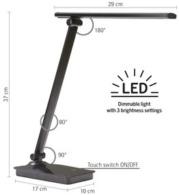 ONLI - LED Stmievateľná stolná lampa s USB portom DESKI LED/7W/230V 4000K čierna