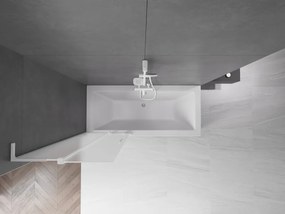 Mexen Velar L, 2-krídlová posuvná vaňová zástena 70 x 150 cm, 8mm sklo námraza, biela matná, 896-070-003-31-20