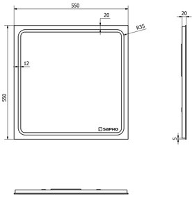 Sapho Sapho, Zrkadlo GEMINI s LED osvetlením 55x55cm, GM055