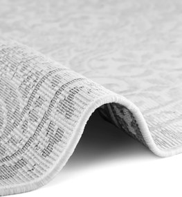 NORTHRUGS, Kusový koberec Duet Rosel 106251 White/Gray kruh - na von aj na doma, 160x160 (priemer) kruh, šedá, chodba / predsieň