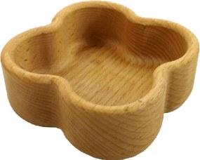 AMADEA Drevená miska v tvare štvorlístka, masívne drevo, rozmer 11,2x4,5 cm