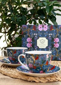 Porcelánová šálka s podšálkou Kilburn Blue 90 ml sada 2ks