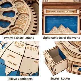 Robotime Drevené 3D mechanické puzzle Veľký glóbus 567 ks