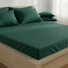 Kvalitex Saténové prestieradlo s gumou tmavozelená, 140 x 200 cm